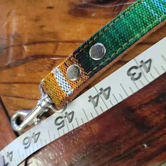 Colorful Handmade Leather Dog Leash Small Breed Set Of Two 46 In - Picture 7 of 10
